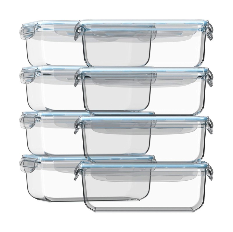Razab 16 Pc (Set of 8) 30 Oz Glass Meal Prep Containers with Li... FAST USA SHIP