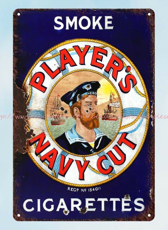 Player’s Navy Cut Tobacco & Cigarettes metal tin sign unframed wall decor