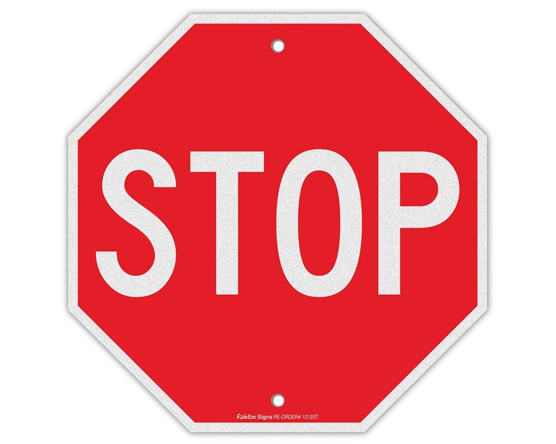 12×12 Reflective Stop Sign Aluminum Rustproof Street Road Warning Sign