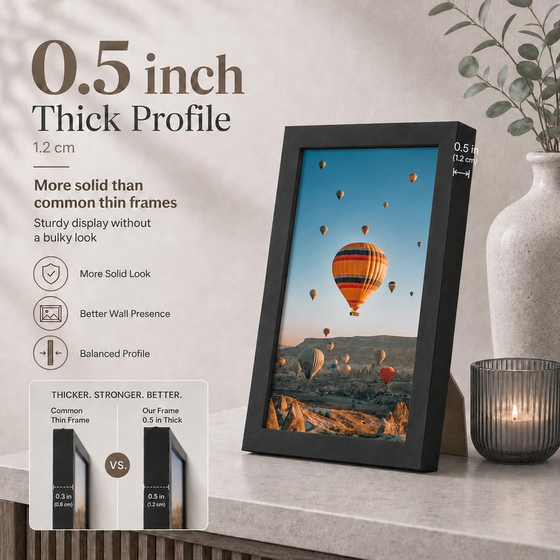 8X11 Picture Frame Black for Wall Hanging or Tabletop- Wall Mounting Horizontall gallery
