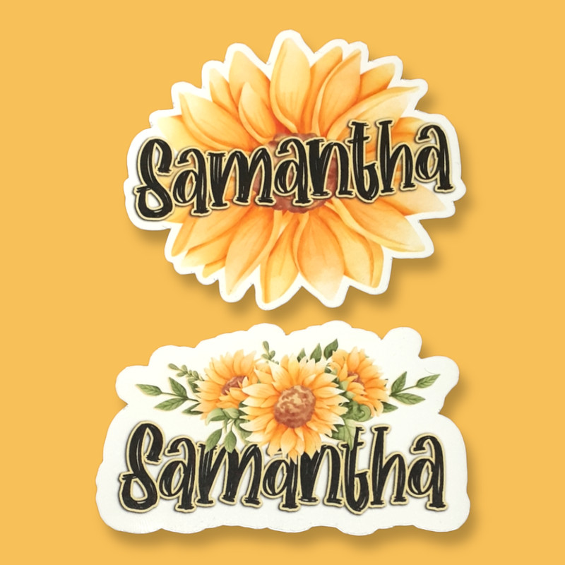 Personalized Name Sunflowers Theme 3″ Vinyl Sticker