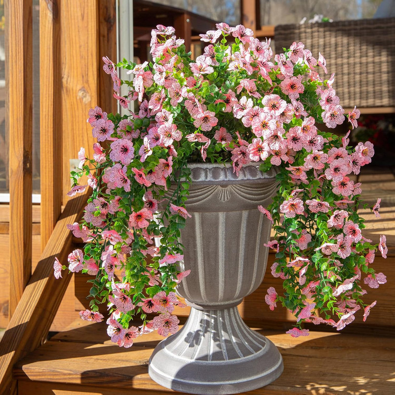 Artificial Flowers for Outdoors Decoration, 2Pcs Pink Fake Hanging Spring Summer gallery