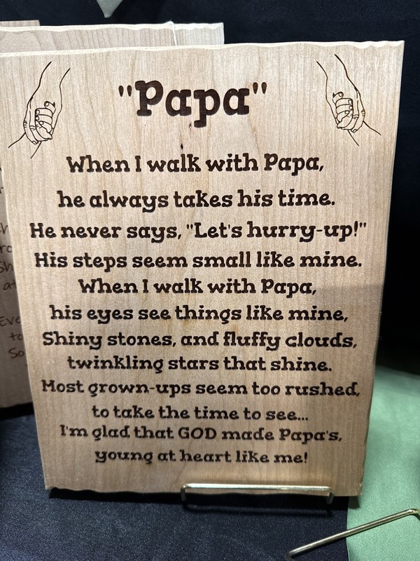papa or grandpa are special people, laser, and great cherry wood hanger on back
