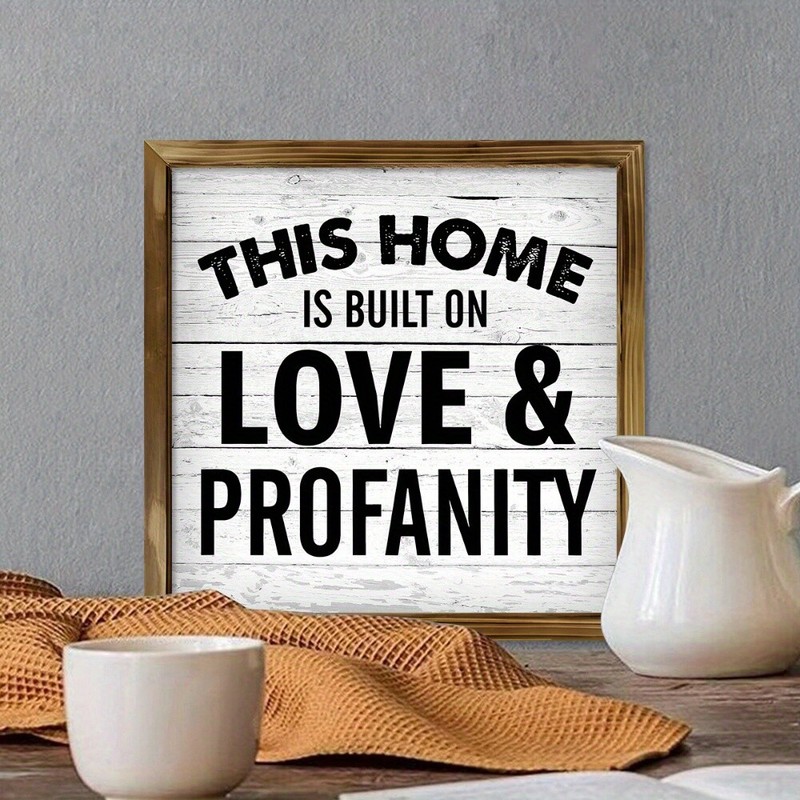 Wall Decor Wood Panel Painting Modern Rustic Wooden Sign Framed Canvas Wall Art