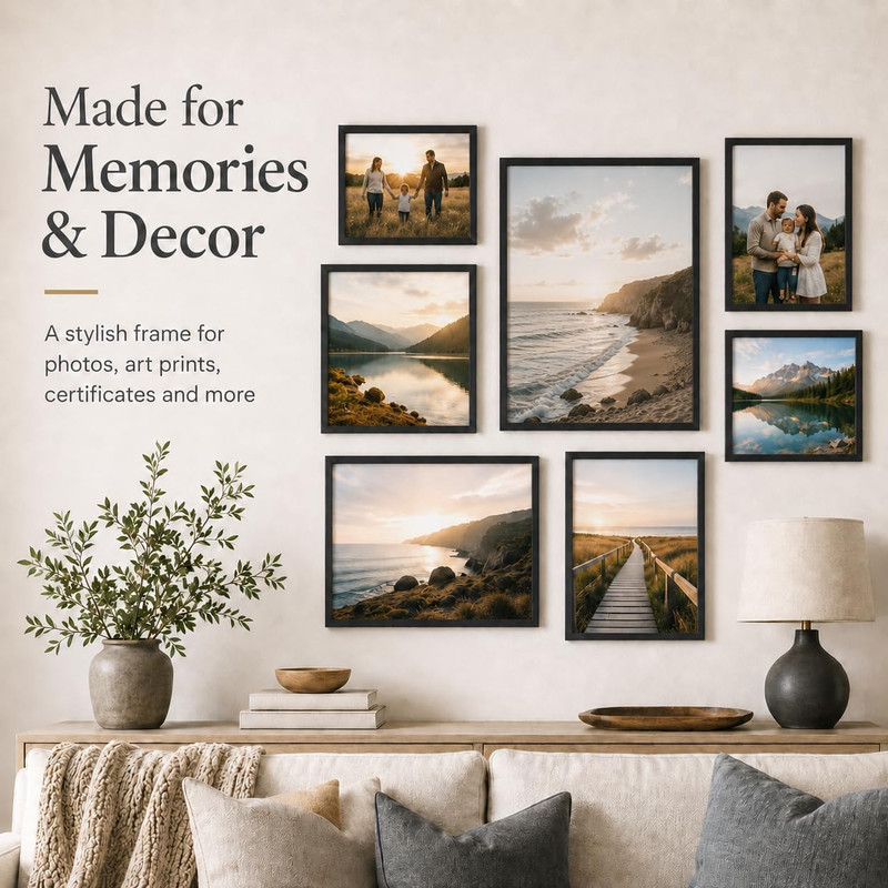 8X11 Picture Frame Black for Wall Hanging or Tabletop- Wall Mounting Horizontall gallery