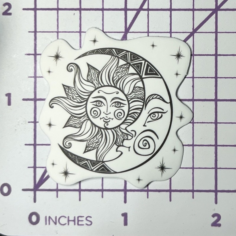 Celestial Quarter Moon Sun Sketch – Vinyl Sticker Decal Sticker Bomb Pen & Ink