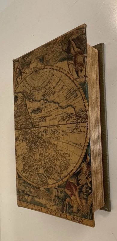 Faux Book Secret Storage Box - Map Lined Magnetic Closure