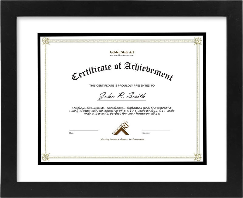 Golden State Art, 11X14 Diploma Frame for 8.5X11 Document & Certificates with Ma