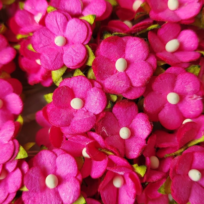 100 Hot Pink PI#5 Artificial Flowers Blossom Flower Paper Flower size 15 mm gallery