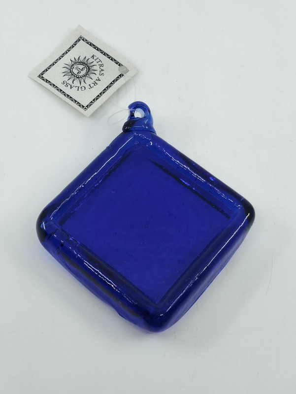 ​Kitras Art Glass Cobalt Blue Square Plain Diamond Recycled Suncatcher Ornament