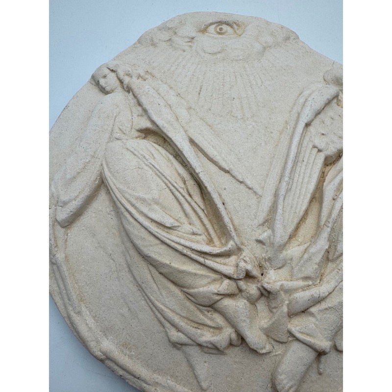 Antique Style Plaster Wall Plaque Angels Eye of Providence Religious Relief gallery