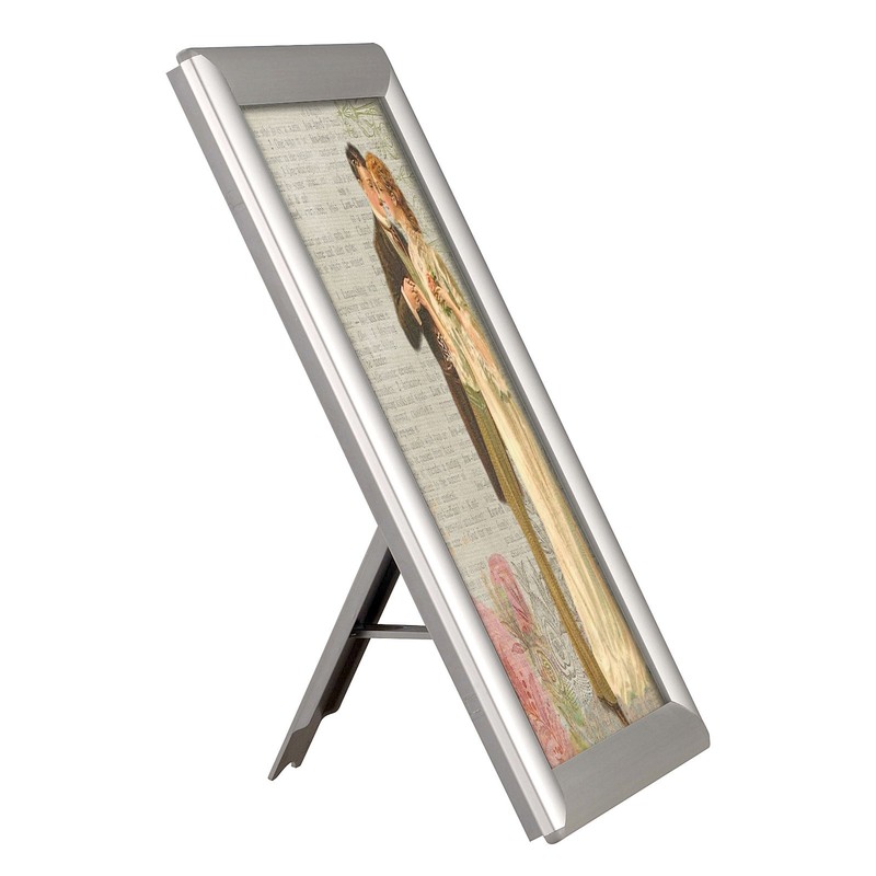 Opti Snap Poster Frame with Support Leg Aluminum Front Loading 8.5x11 Silver gallery