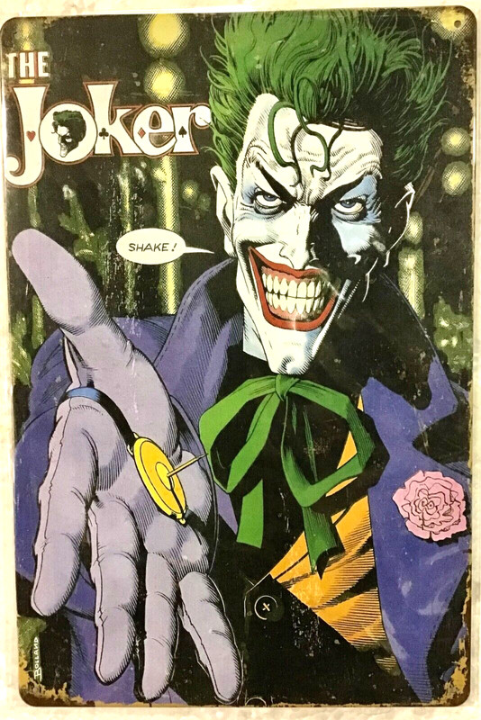 TIN SIGN new 8×12 The Joker super villain Batman Robin DC comics evil clown C17