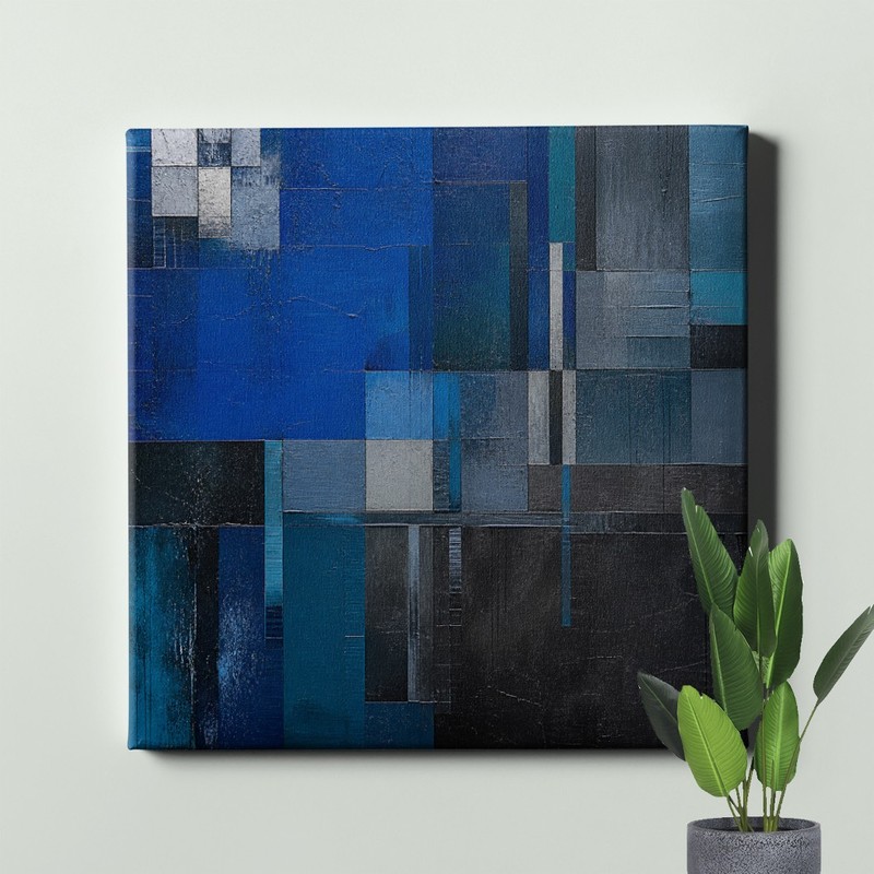 Cool blue geometric color block Wall Art modern minimalist abstract