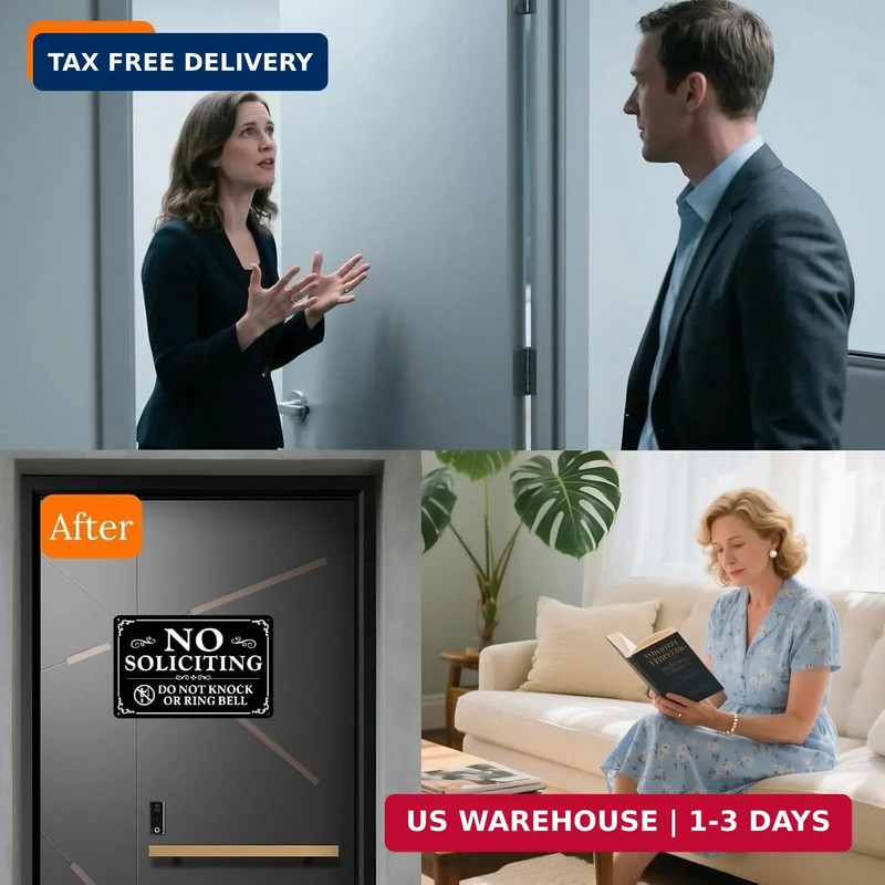 2 Pack No Soliciting Sign for Front Door,9 X 6 Inches Self-Adhesive No Solicitin gallery