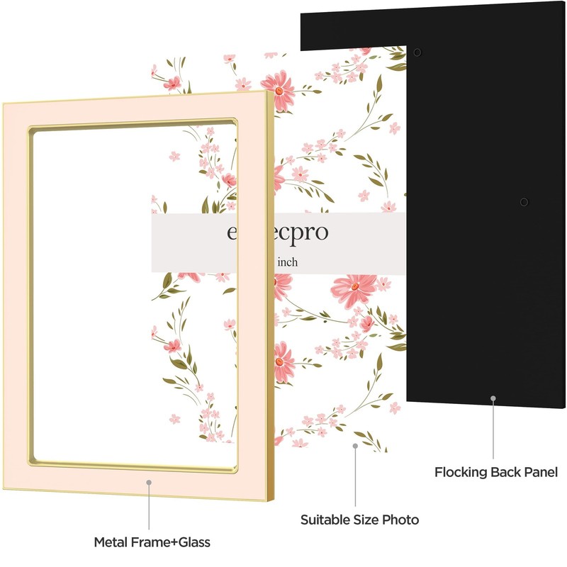 4x6 Enamel Picture Frame with Real Glass Cover, 1 Pack Pink Photo Frame with ... gallery