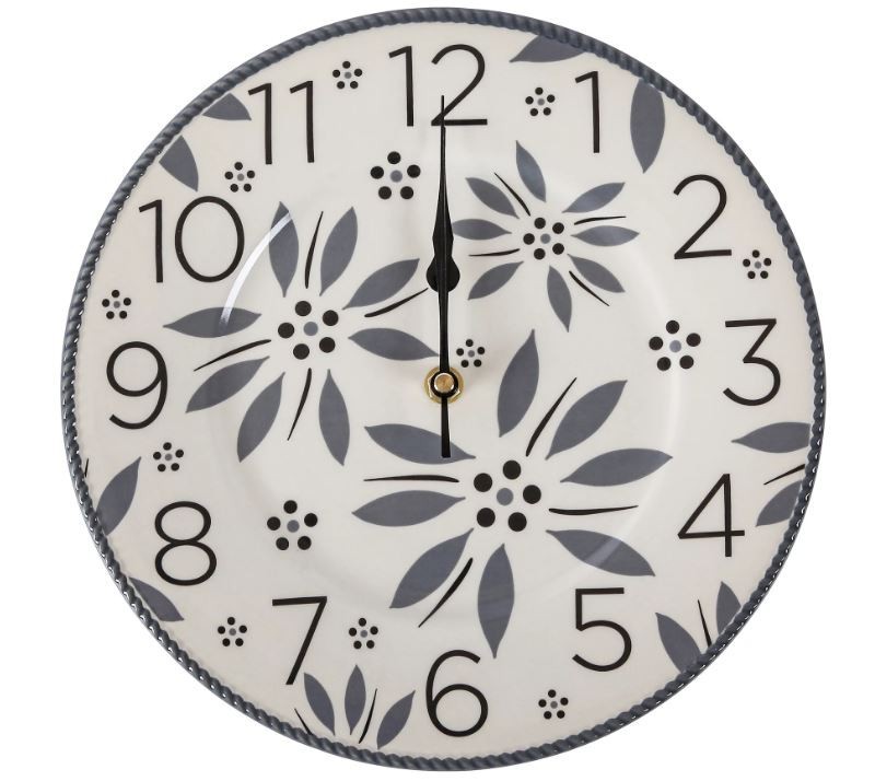 Temp-tations Clock, Ceramic, 10.5 in, Round, Old World Gray K85879 T49856