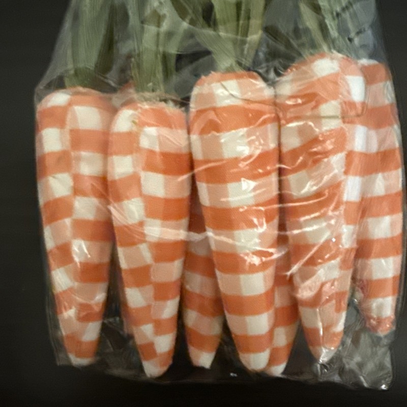 NEW 8 PC CARROTS 5”-6” FARMHOUSE CHECKERED Orange And White EASTER DECOR gallery