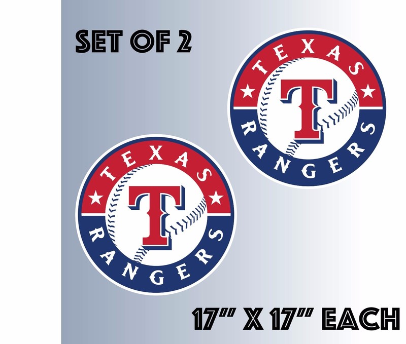 Texas Rangers Vinyl Sticker Decal Cornhole Set of 2 (17″x17″)