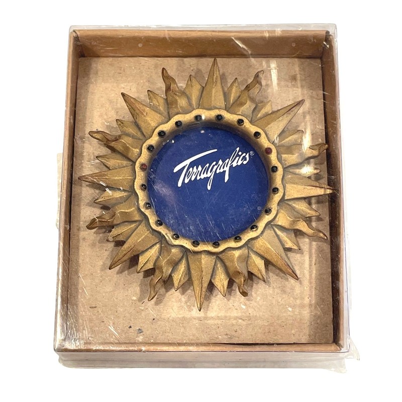 Terragrafics Frame Gold Finish Starburst Beaded Detail 3″ Mini Photo Picture