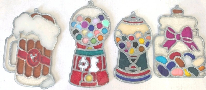 Vintage Sun Catchers Stained Glass Acrylic and Metal ( LOT OF 4) gallery