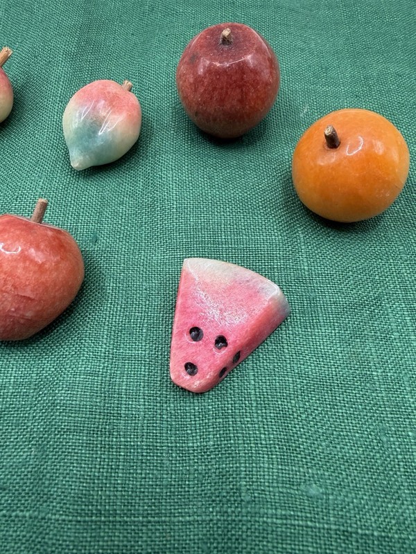 Vintage Mini Alabaster Italian carved marble fruit. One is damaged. gallery