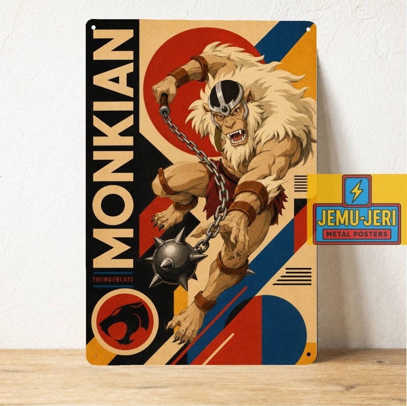 ThunderCats Monkian Bauhaus Art Metal Poster Tin Sign Retro 80s Cartoon Decor