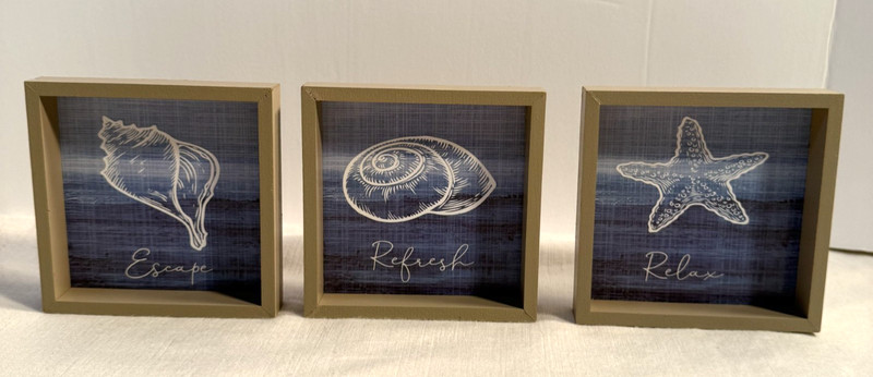 Refresh Escape Relax - 3 Small 4"x4" Ocean Wall Decorative Art - Beach Theme gallery