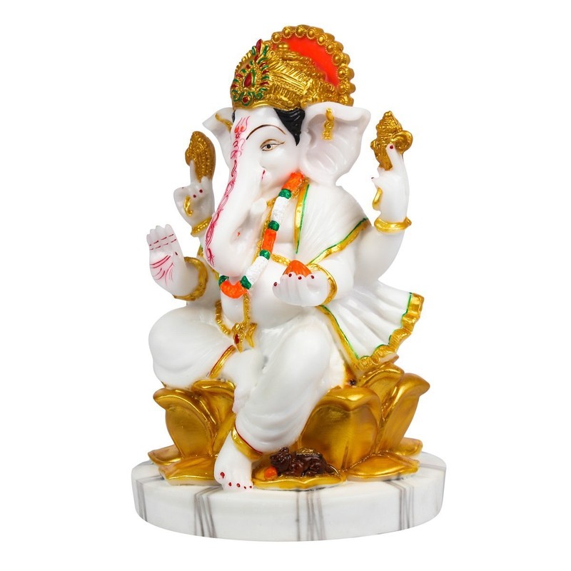 Marble Dust Lord Ganesha Ganpati Bappa Vinayak Idol Figurine Statue 9.5 Inches gallery