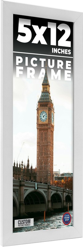 5×12 In Frame White Real Wood Picture Frame Width 0.75 inches | Interior Frame D