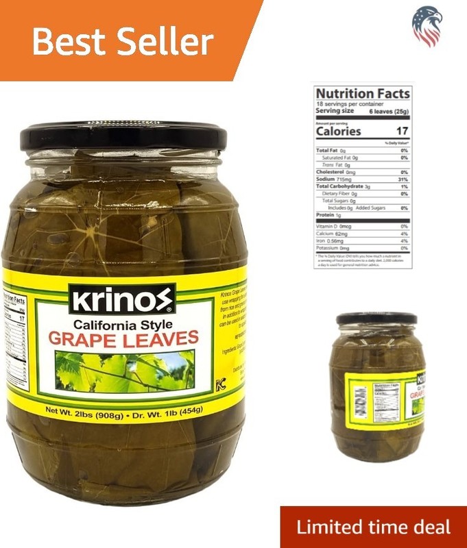 Gourmet Grape Leaves in Jar 2 lb Gluten-Free Edible Leaves