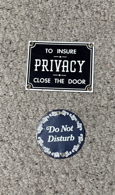 Vintage Privacy Porcelain Enamel Sign Bundle Dont Disturb Close Door Ande Rooney gallery