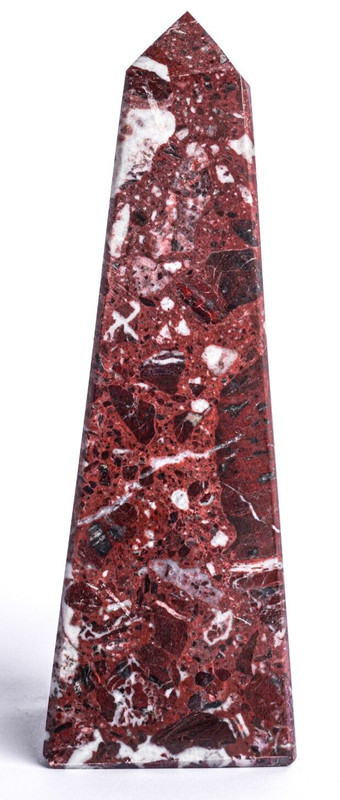 Natural Red Zebra Marble Polished Octagon Obelisk Tower H = 6" & L = 2", 1 Pc