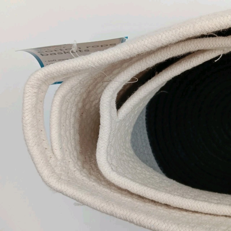 Cotton Woven Rope Baskets With Handles 6X12” Set Of Two gallery