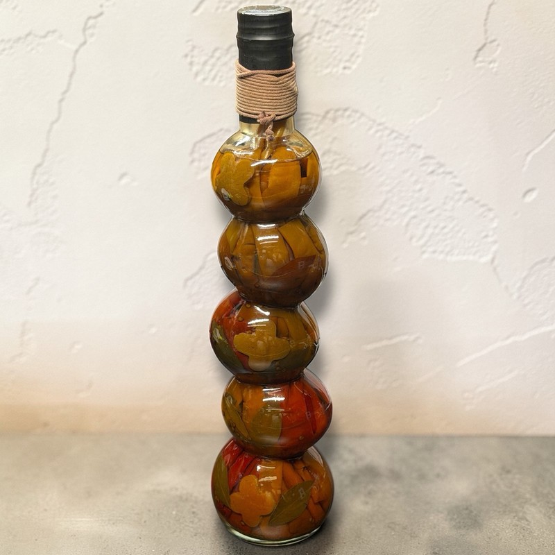Stacked Globe Glass Bottle Peppers Herbs Oil Vinegar Decor Kitchen Art Display