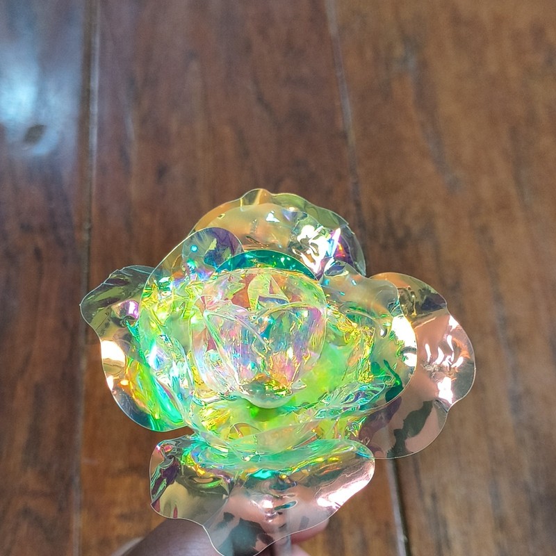 Artificial Multicolor Rose Flower Picks, Iridescent Foil/Plastic Stems gallery