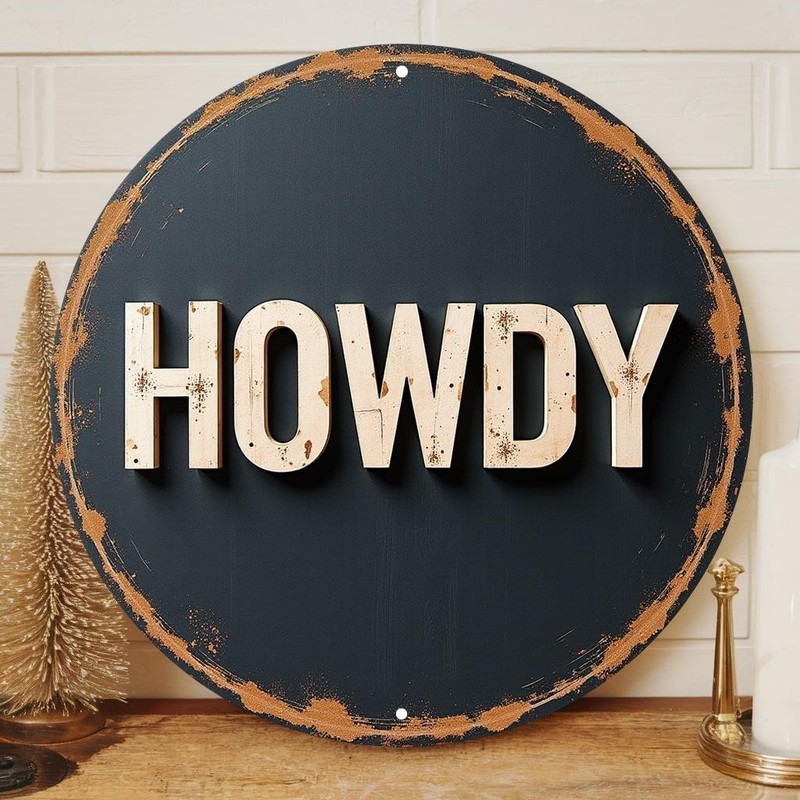 Howdy Welcome Metal Sign Rustic Western Farmhouse Front Door Porch Decor Plaque
