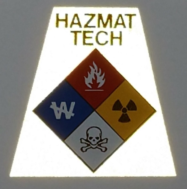 Reflective Fluorescent Yellow HAZMAT Tetrahedron Fire Helmet Decal You Pick gallery