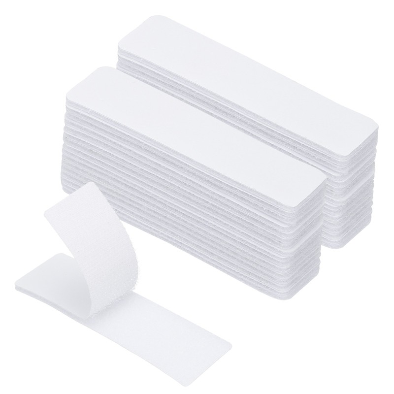 1×3.9 Inches Hook and Loop Dots 16 Sets Rectangle Self Adhesive Tape White