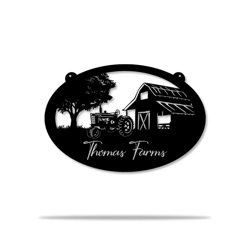 Personalized Tractor Metal Sign Custom Name Farmhouse Wall Art Decor Barn Gift