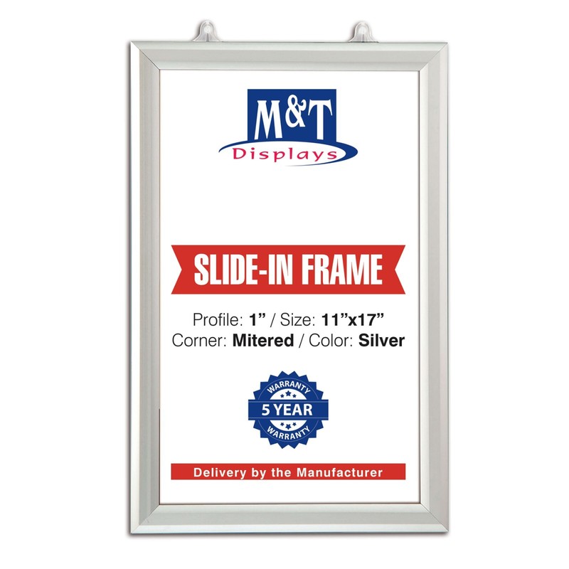 Double Sided Slide In Picture Photo Frame Silver Aluminum (11×17-22×28-24×36)