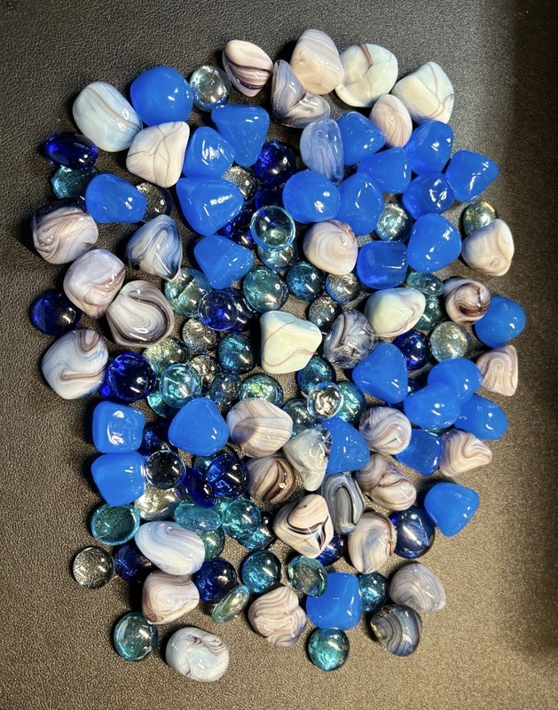 Blue Gems, Pebbles, Stones, Blue Hues, and Styles, Mixed Lot, Total of 126, Good
