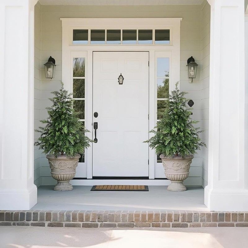 3FT Soft Textured Cedar Topiary Trees for Front Porch Decor, Artificial Shrubs gallery