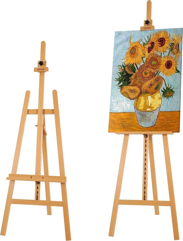 Wooden Art Easel for Painting, Adjustable & Foldable Beech Wood