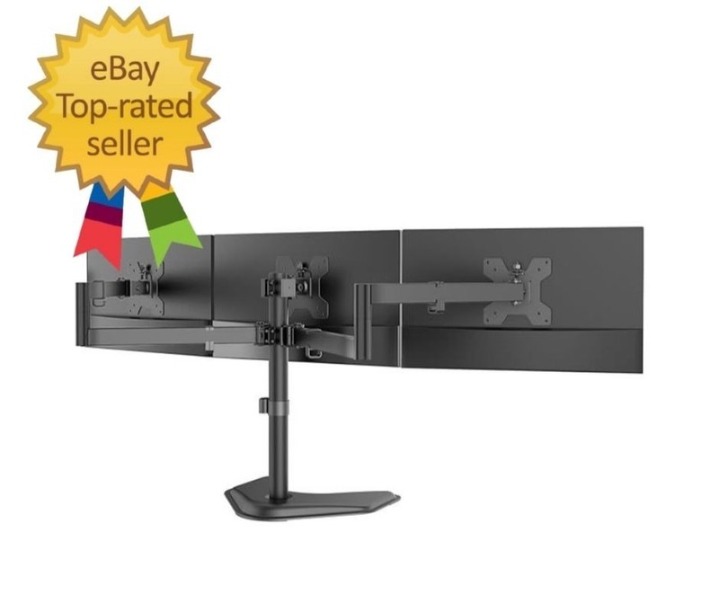Triple Monitor Stand, Free Standing Three LCD Monitor Fully Adjustable Desk Moun