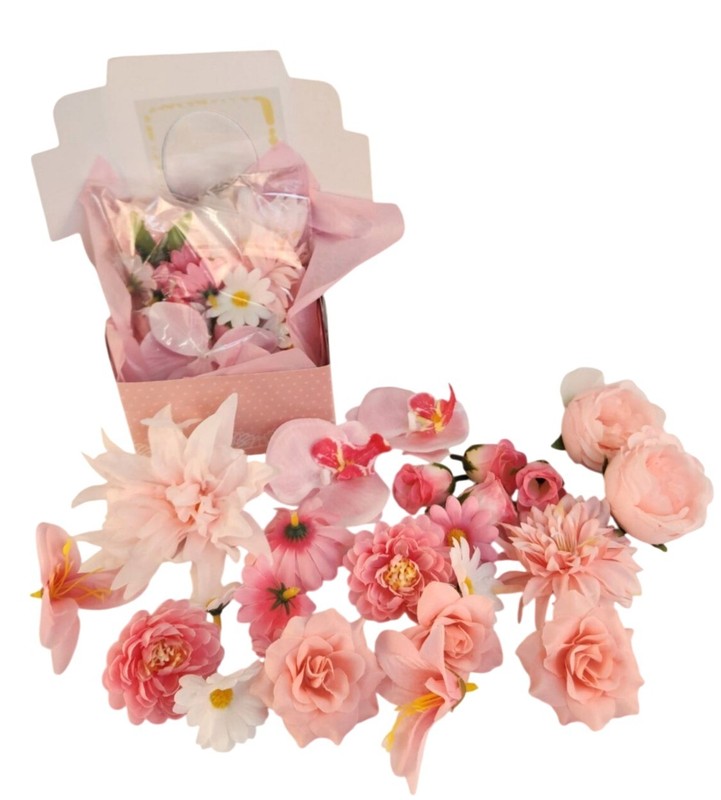 25 Pink Artificial Flower Heads for DIY Crafts – Roses, Daisies, Orchids gallery