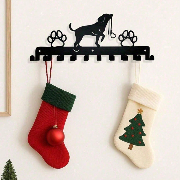 Dog Leash Holder Hanger Hooks for Wall Dog Metal Key Holder 10 Hooks Black Iron