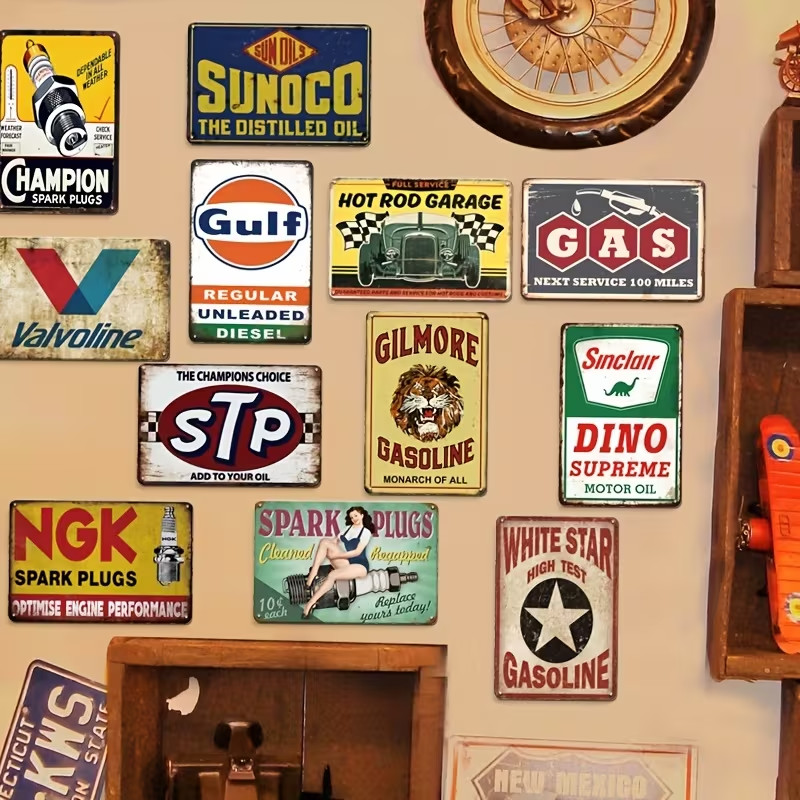 Retro Garage Tin Signs 12 Vintage Metal Wall Decor Men Cave Wall Decorations LOT gallery