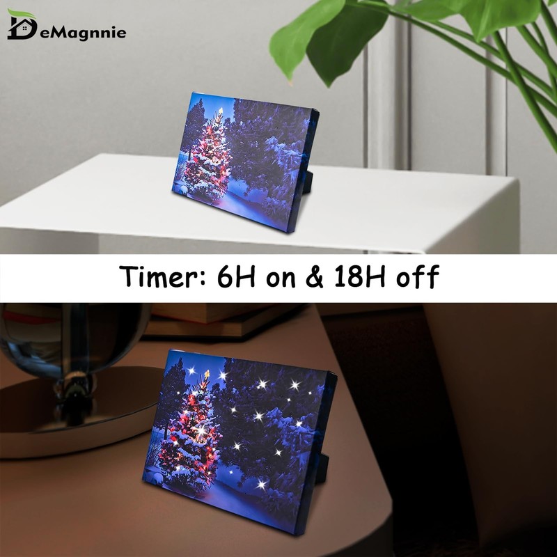 Small Light Up Pictures 8x6in w/Timer, Standing Framed Lighted Canvas Christm... gallery