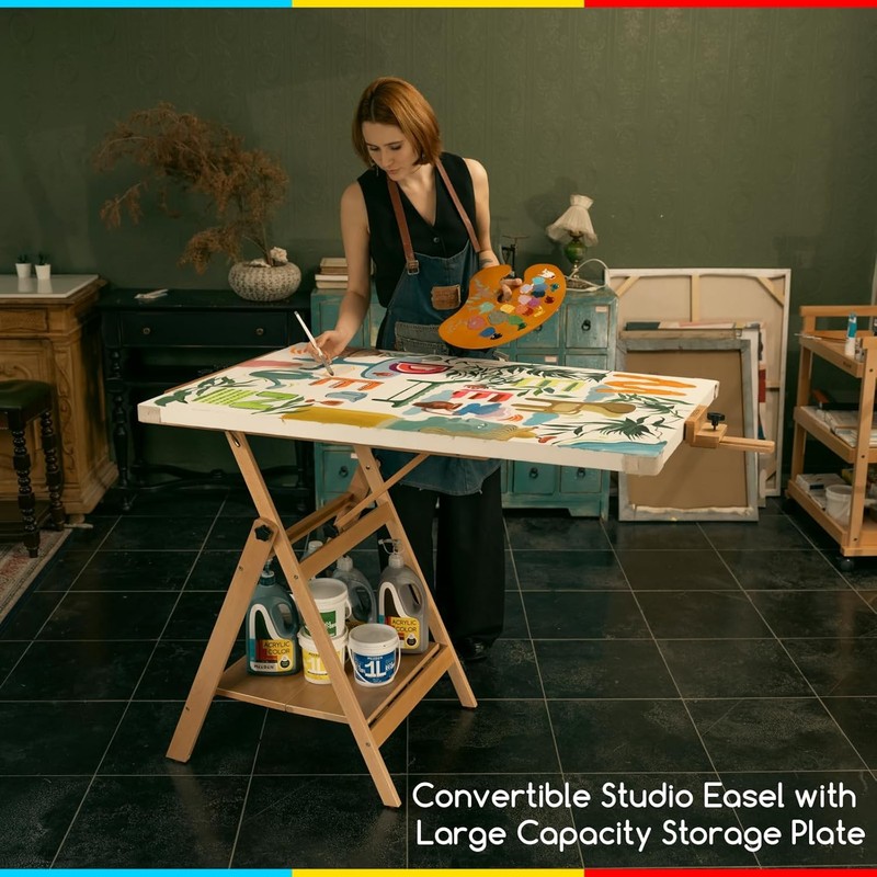 MEN Lar Studio Artist Easel, Adjustable Studio Painting Easel, Solid gallery